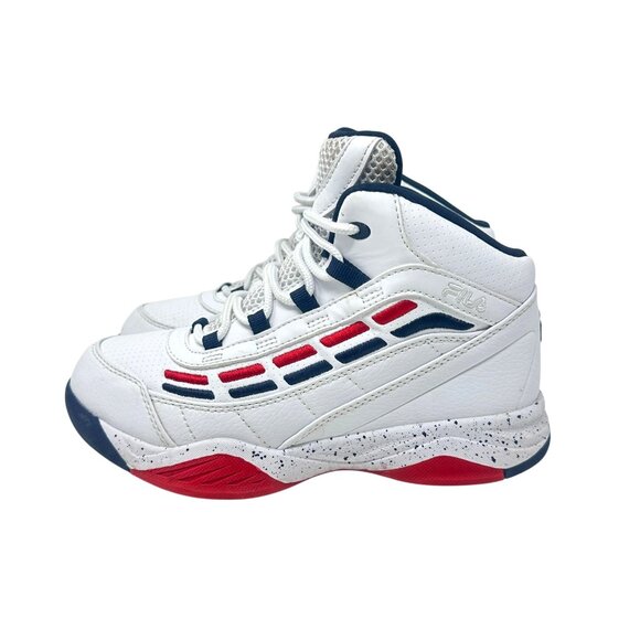 Fila Spitfire Boys 4 Mid-Cut White Red Blue Youth Basketball Sneakers - Picture 11 of 16